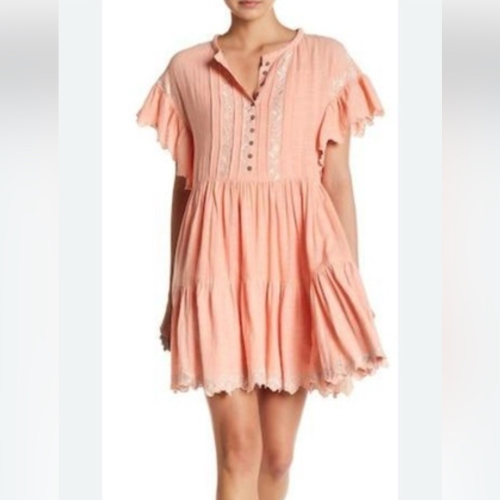 NWT Free People szS Santiago Textured Babydoll Mini Dress…